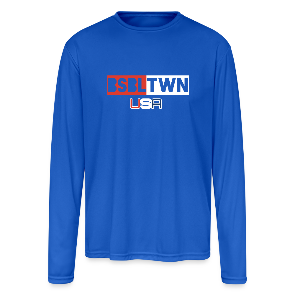 Men's Moisture Wicking Performance Long Sleeve T-Shirt - royal blue