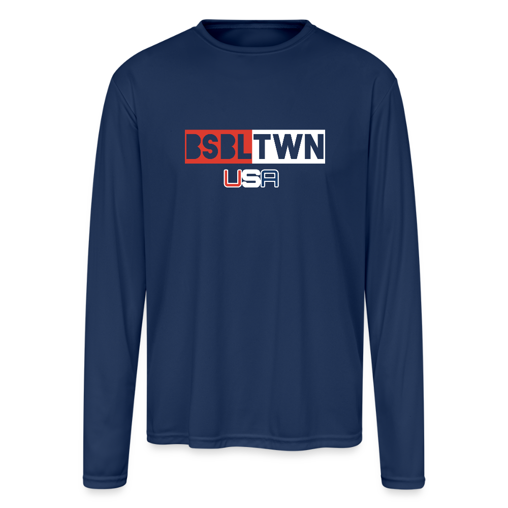 Men's Moisture Wicking Performance Long Sleeve T-Shirt - navy